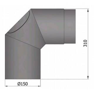 Rökrör 150 Böj 2x45gr Svart med Sotlucka 15-252