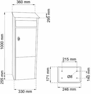 POSTLÅDA 9440B LÅSBAR SVART   1000X360MM