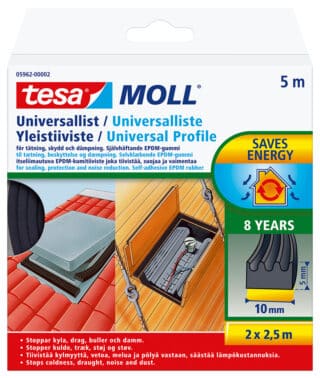 TÄTNINGSLIST 5962 UNIVERSAL   TESA SVART 10MMX5MM 5M