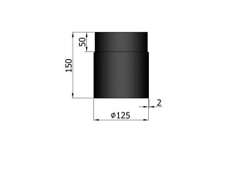 Rökrör Rak 125 Svart L=150mm 11-100