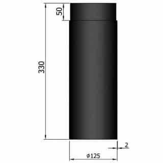 Rökrör Rak 125 Svart L=330mm 11-114