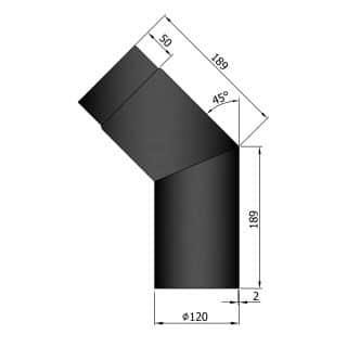 Rökrör 120 Böj 45gr Svart 12-240