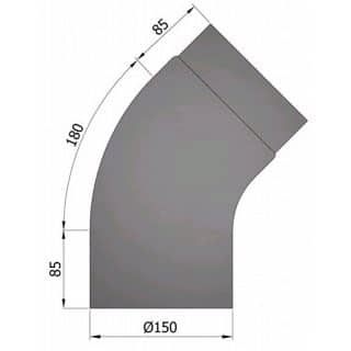 Rökrör 150 Böj Fullform 45gr Svart 15-270