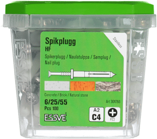 HF Spikplugg med krage, rostfri A2
