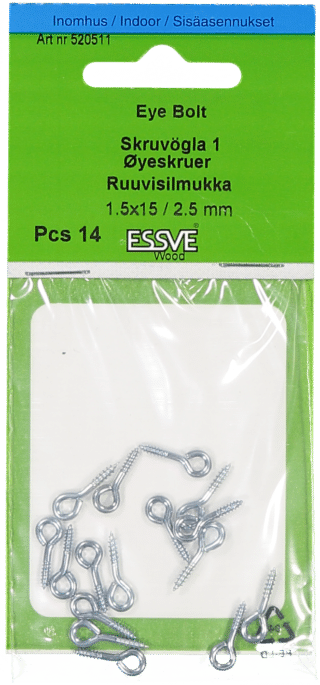 SKRUVÖGLA 1 FZB 9X2,5MM 14ST