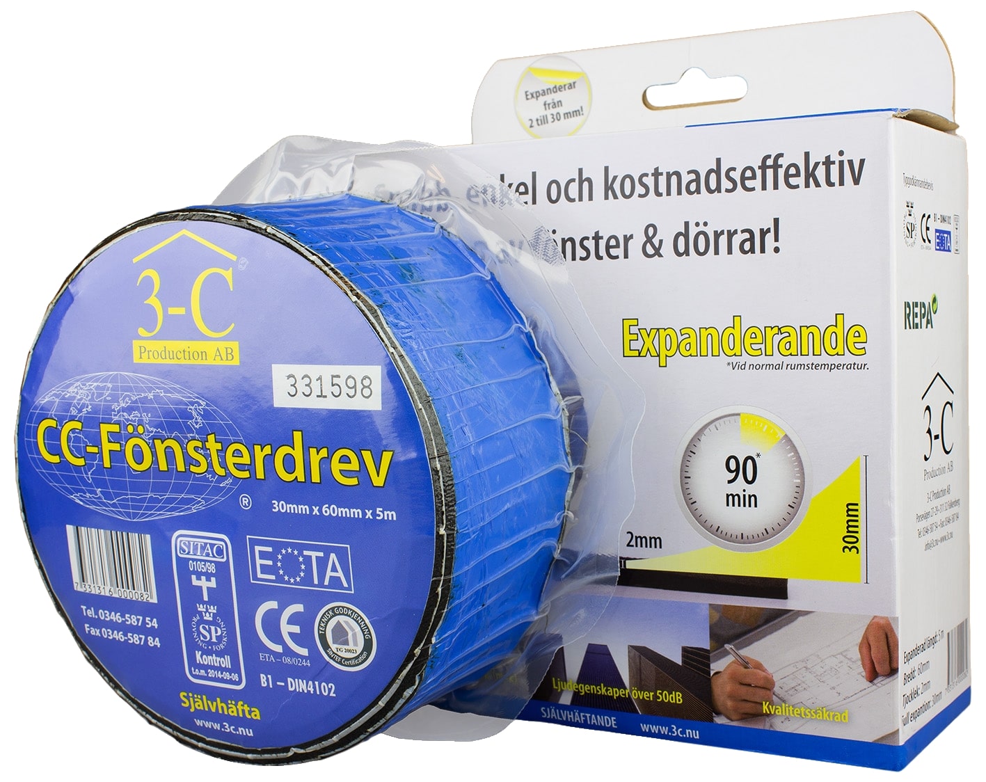Fönsterdrev Cc Självhäftande 30x60mm 5m