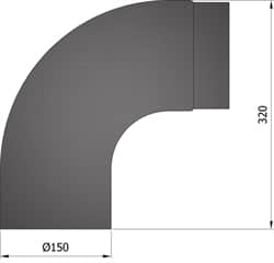 Rökrör Böj 90gr Fullform 15-280