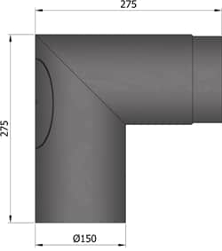 Rökrör 150 Böj 90gr Kort 275x275mm med Sotlucka 15-292
