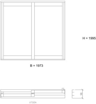 Skjutdörr Design 2-Delat 1973x1995mm Vänster Ral8019