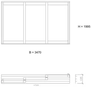 Skjutdörr Design 3-Delat 3470x1995mm Vänster Ral8019