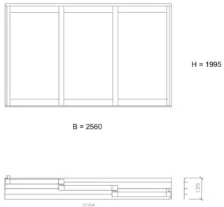 Skjutdörr Design 3-Delat 2560x1995mm Höger Ral8019