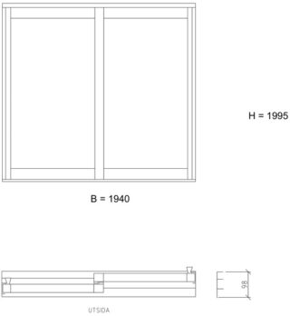 Skjutdörr Design 2-Delat 1940x1995mm Höger Ral8019