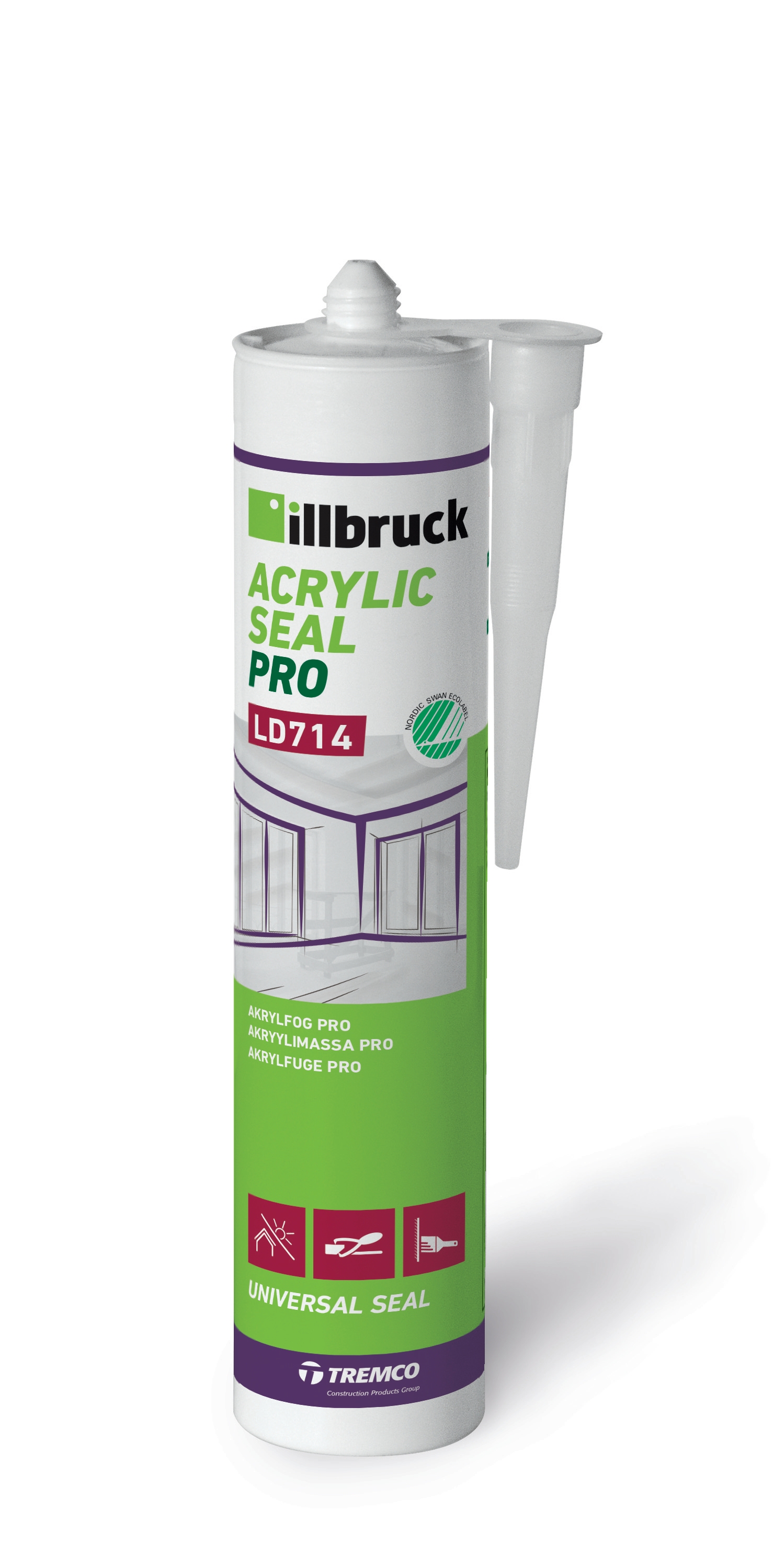 Akrylfogmassa Illbruck Ld714 PRO Listvit 300ml