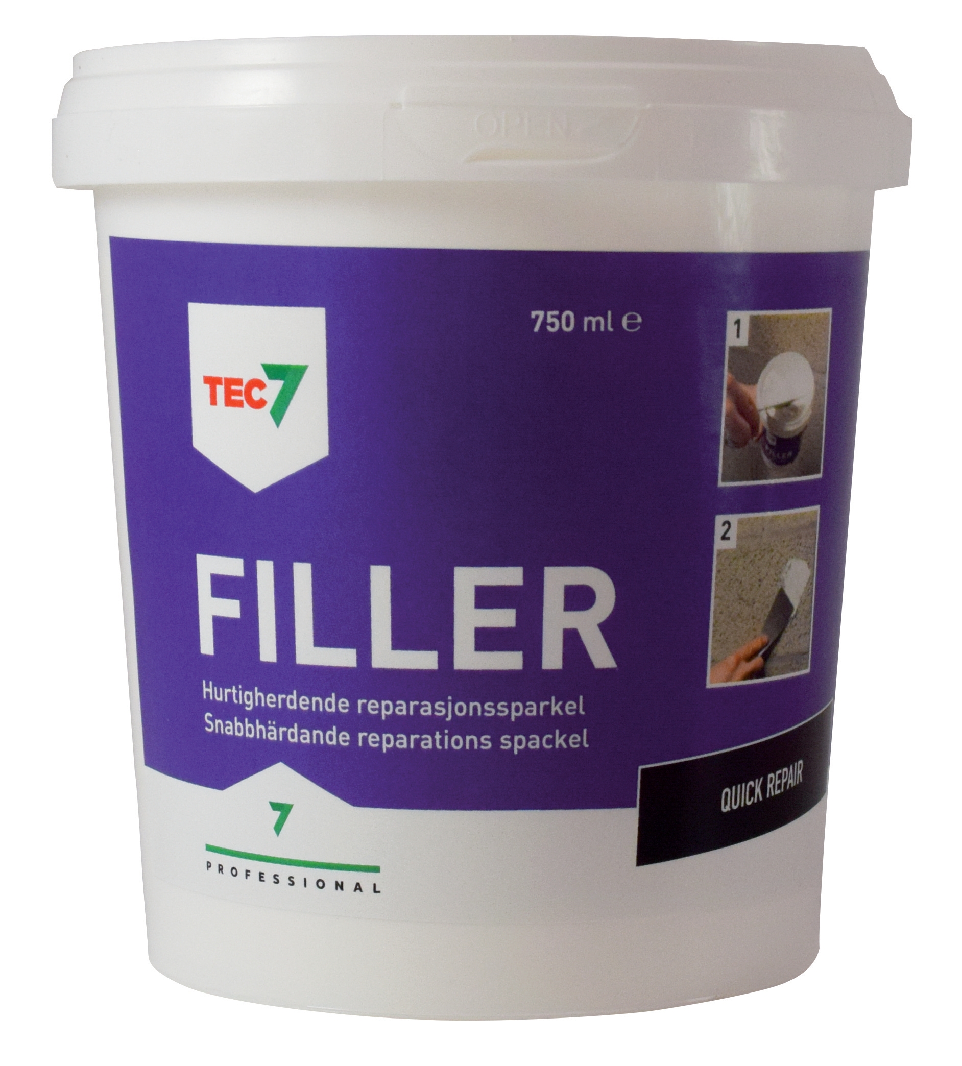 Lättspackel Filler Tec7 Burk Snabbhärdande 750ml