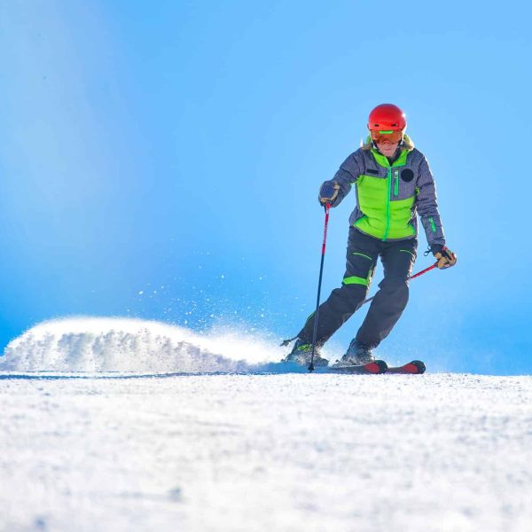 A good skier in action moves the dusty snow to the track|sunny-da-on-ski-slope-2024-01-03-16-20-23-utc|Sledding with husky dogs in Romania
